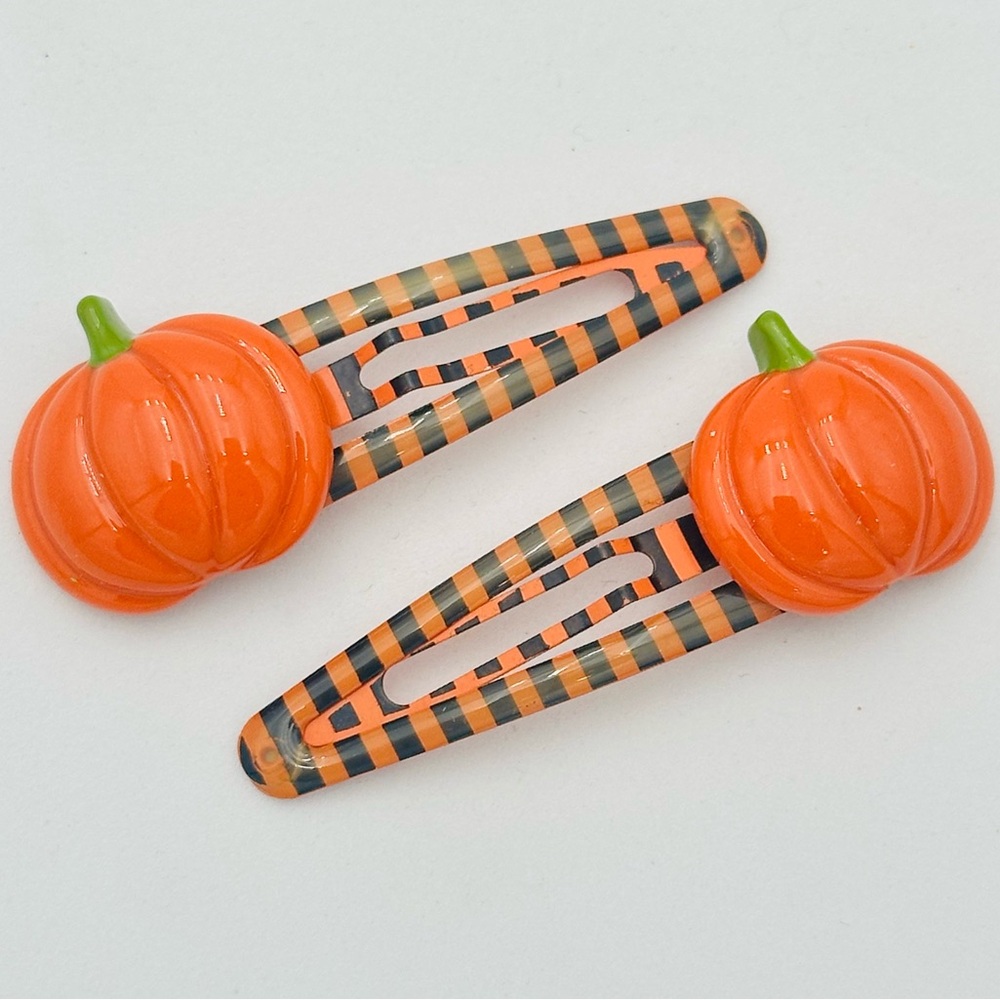 Pumpkin Halloween Hair Clips Accessory Black Orange